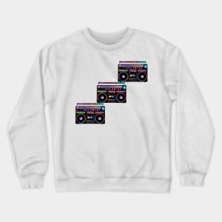 Neon Retro 1980s Boombox Staircase Crewneck Sweatshirt